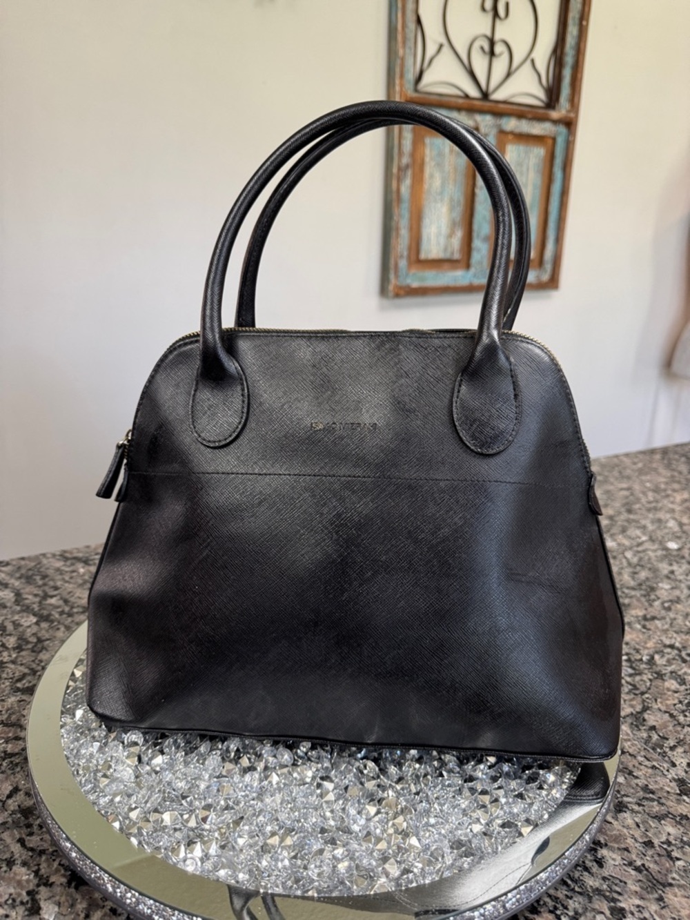 Isaac Mizrahi Black Dome Satchel Handbag